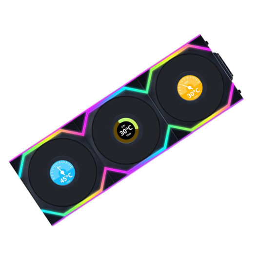 Lian Li UNI Fan SL120 - LCD Wireless 120 - Triple Pack - ARGB Fan - 1.6" LCD Display - 2.4 GHz Wireless Signal for RGB & Fan Control - Controller Included and Required - Black (12SLLCD1W3B)
